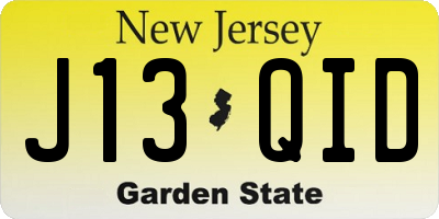 NJ license plate J13QID