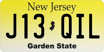 NJ license plate J13QIL