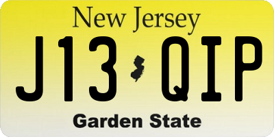NJ license plate J13QIP