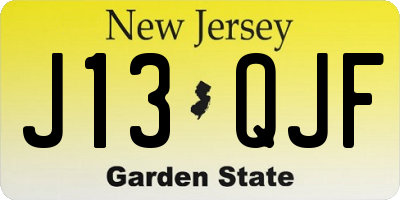 NJ license plate J13QJF