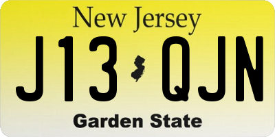 NJ license plate J13QJN