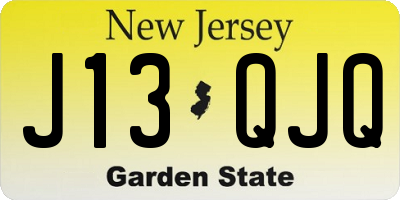 NJ license plate J13QJQ