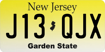 NJ license plate J13QJX