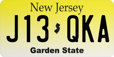NJ license plate J13QKA