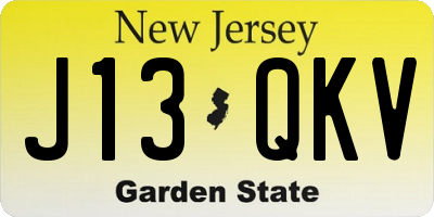 NJ license plate J13QKV