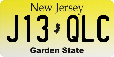 NJ license plate J13QLC