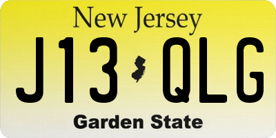 NJ license plate J13QLG