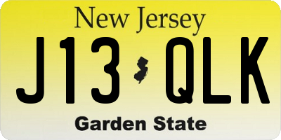NJ license plate J13QLK