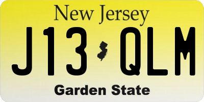 NJ license plate J13QLM
