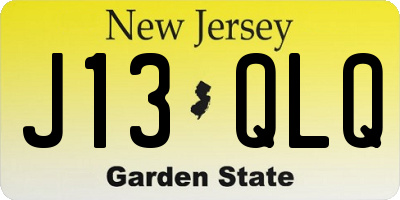 NJ license plate J13QLQ