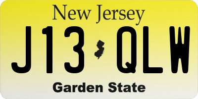NJ license plate J13QLW
