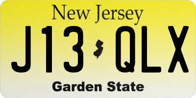 NJ license plate J13QLX