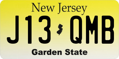 NJ license plate J13QMB