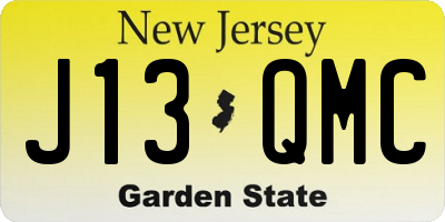 NJ license plate J13QMC