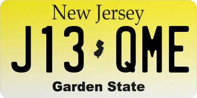 NJ license plate J13QME