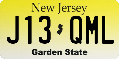 NJ license plate J13QML