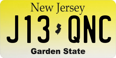 NJ license plate J13QNC