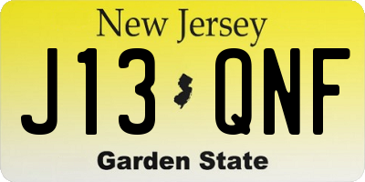 NJ license plate J13QNF