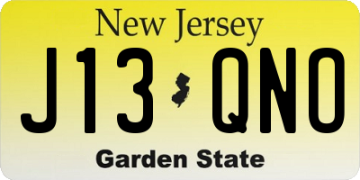 NJ license plate J13QNO