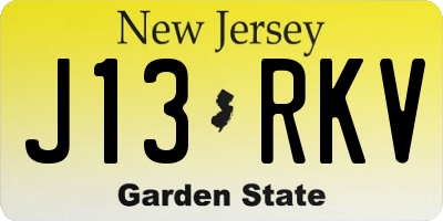 NJ license plate J13RKV