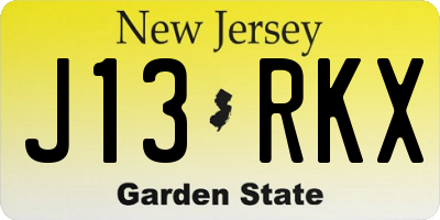 NJ license plate J13RKX