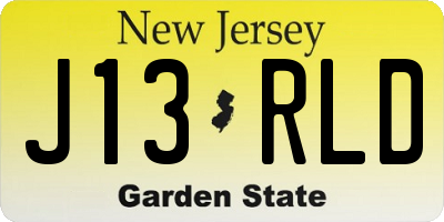 NJ license plate J13RLD