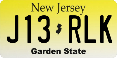 NJ license plate J13RLK
