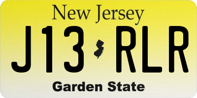 NJ license plate J13RLR