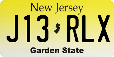 NJ license plate J13RLX