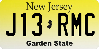 NJ license plate J13RMC