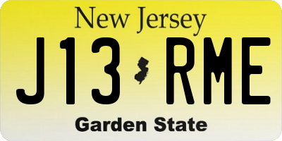 NJ license plate J13RME