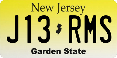 NJ license plate J13RMS