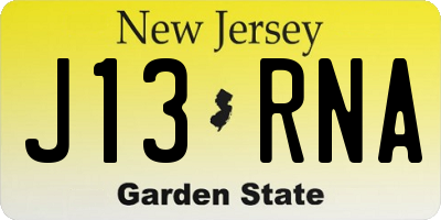 NJ license plate J13RNA