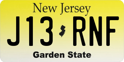 NJ license plate J13RNF