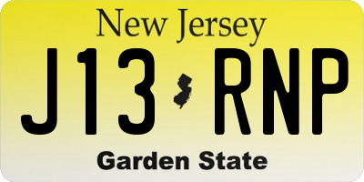 NJ license plate J13RNP
