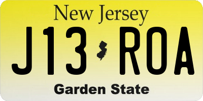 NJ license plate J13ROA