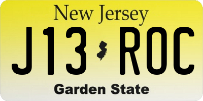 NJ license plate J13ROC