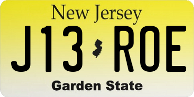 NJ license plate J13ROE