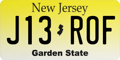 NJ license plate J13ROF