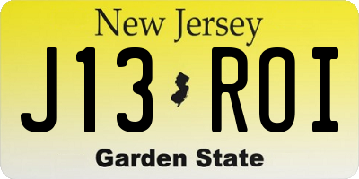 NJ license plate J13ROI