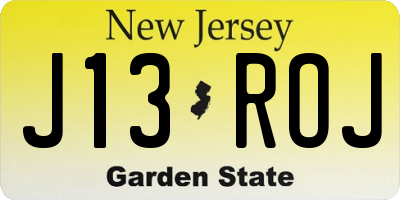 NJ license plate J13ROJ