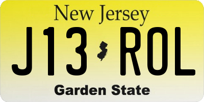 NJ license plate J13ROL