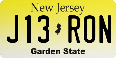 NJ license plate J13RON