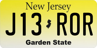 NJ license plate J13ROR