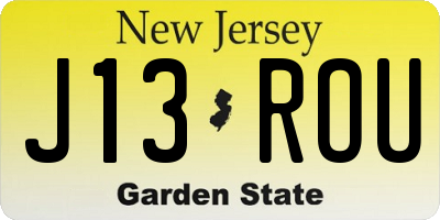 NJ license plate J13ROU