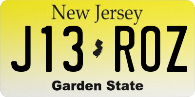 NJ license plate J13ROZ