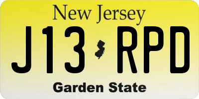 NJ license plate J13RPD