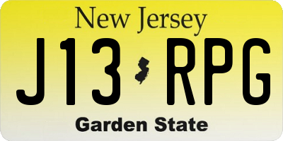 NJ license plate J13RPG