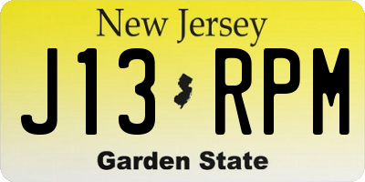NJ license plate J13RPM