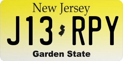 NJ license plate J13RPY
